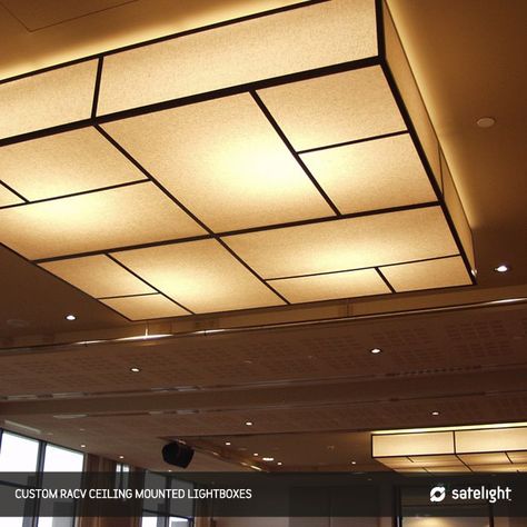 Lightbox Box Lighting Ceiling, Light Box Ceiling Design, Box Ceiling Design, Lightbox Ceiling, Delta Bathroom Faucets, Square Lighting, Diy Light Box, Restaurant Ceiling Lights, Geometric Ceiling