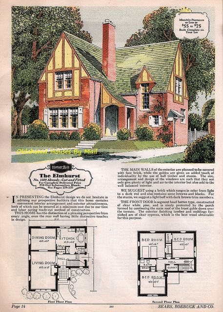 The Sears Elmhurst | Flickr - Photo Sharing! Modern Tudor House Plans, Sears House Plans, English Tudor Homes, Tudor House Plans, Vintage Floor Plans, Tudor Cottage, Tudor Style Homes, Vintage House Plans, English Tudor