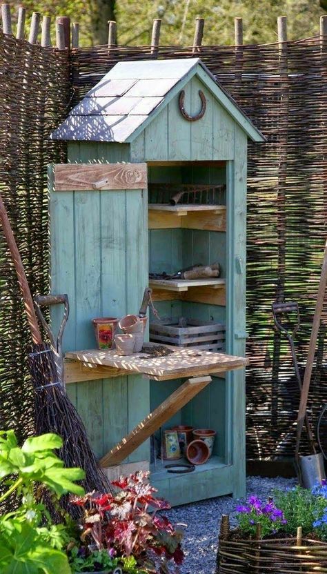 Small Cottage Garden Ideas, Small Garden Shed, Diy Storage Shed, Garden Tool Shed, Garden Tool Storage, Backyard Inspiration, Have Inspiration, Diy Shed, Garden Tool