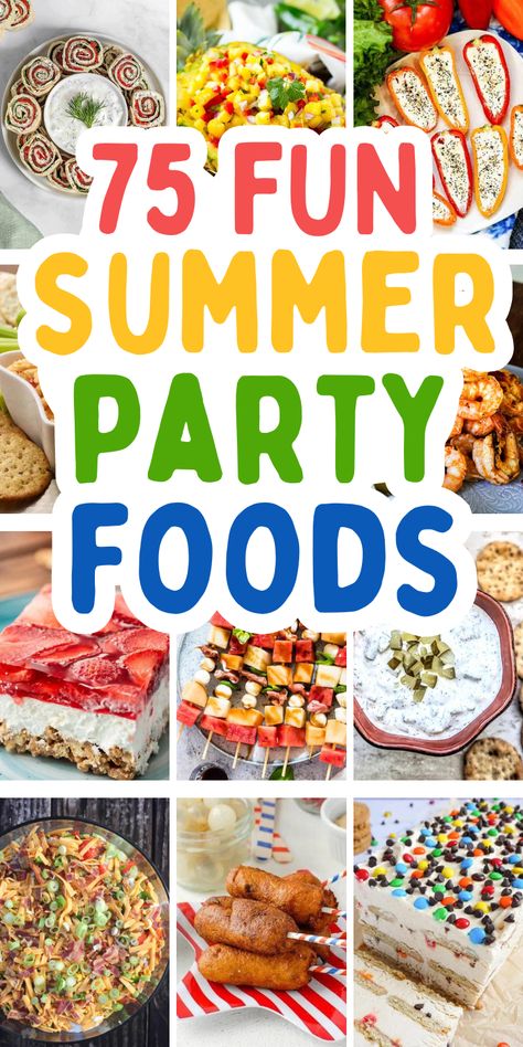 Pool party food Backyard Party Food Buffet Summer, Fresh Party Food, What To Bring To A Bbq Parties, Party Platers Ideas, Party Food Outdoor Summer, Easy Recipe For Party, Pre Concert Food, Summer Appy Ideas, Pool Foods Summer Parties