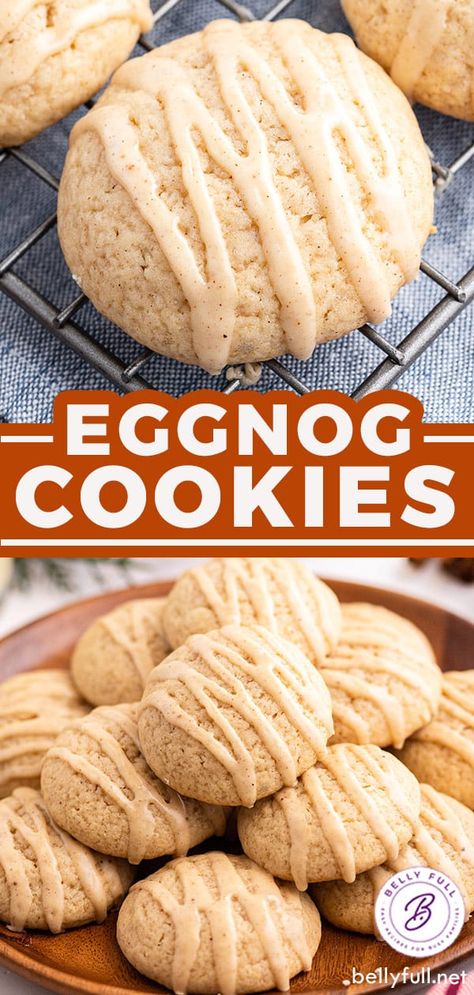 Eggnog Cookies With Rum, Eggnog Peanut Butter Balls, Egg Nog Thumbprint Cookies, What To Mix With Eggnog, Egg Nog Cookies Easy, Egg Nog Sugar Cookies, Baking Recipes With Eggnog, Eggnog Cookies Christmas, Best Soft Christmas Cookies