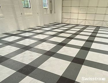 Swiss Trax Garage Flooring, Garage Floor Tile, Epoxy Garage Floor Coating, Interlocking Floor Tiles, Garage Tile, Floor Tiles Design, Home Gym Flooring, Modular Tile, Garage Floor Tiles