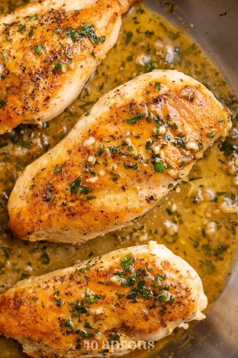 This is one of my most requested recipes when I'm cooking for family! Super easy to throw together but loaded with flavor, tender and moist chicken chicken breasts are swaddled in a delicious garlicky butter sauce. My husband's favorite meal ever. Sauteed Chicken Breast Recipes, Sauteed Chicken Recipes, Cooking For Family, Garlic Sauce For Chicken, Sautéed Chicken, Moist Chicken Breast, Pan Seared Chicken Breast, Moist Chicken, Southern Recipes Soul Food