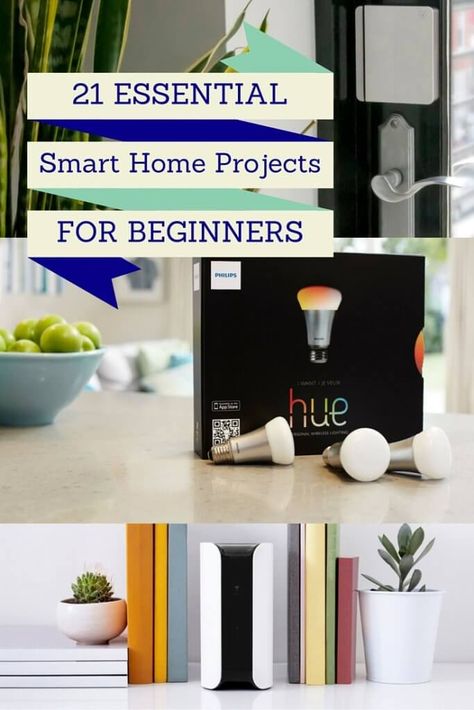 Getting started with a smart home can definitely be overwhelming. These 21… Smart Home Ideas, Ikea Kallax Regal, Home Automation System, Smart Home Security, Smart Home Automation, Smart Home Technology, Home Tech, Home Technology, Smart Technologies