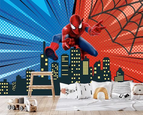 Children Room Wallpaper, Boys Room Wallpaper, Spiderman Wallpaper, Superhero Spiderman, Wallpaper Nursery, Wall Mural Wallpaper, Children Room, Virginia Beach Va, Nursery Wallpaper