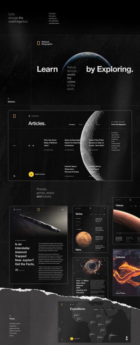 Space Website Design Inspiration, Search Web Design, Sci Fi Website Design, Galaxy Website Design, Dark Mode Web Design, Gallery Website Layout, Google Sites Design, Google Sites Ideas, Gallery Ui Design