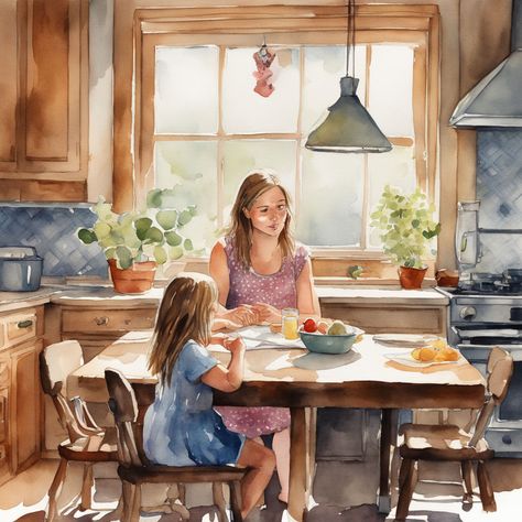 Playground - free-to-use online AI image creator Wife Cooking, Cooking In The Kitchen, Simple Game, Watercolor Sketch, Family Memories, Beautiful Family, Mother And Child, Children Illustration, A Mother