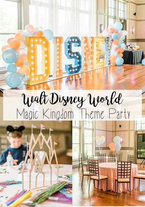 All You Need to Know to Host the Ultimate Magic Kingdom Themed Party & A Sneak Peek at What's New at Walt Disney World in 2019 | The Hurried Hostess #NowMoreThanEver #ad Splash Mountain Birthday Party, Walt Disney Party Theme, Disney World Castle Pictures, Disney World Birthday Party Ideas, Vintage Disney World Party, Disneyland Party Activities, Vintage Disney World Birthday Party, Walt Disney World Birthday Party, Disney Party Decorations For Adults