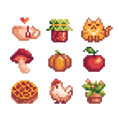 Aesthetic Pixel Art, Pixel Art Icon, How To Pixel Art, Pixel Art Food, Rumah Minecraft Sederhana, Rumah Minecraft, Pixel Art Tutorial, Easy Pixel Art, 8bit Art