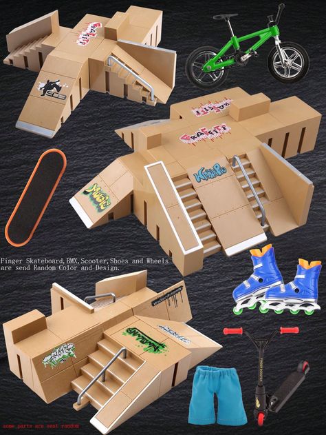 Finger Skateboard Ramp- Pro Fingerboard Mini Skatepark Kit 5 Pieces & Finger Toys Set Including Finger Boards Scooters Skates Bikes  Trousers Bicycle Multicolor    ABS     Hobbies, Collections, Parties, size features are:Bust: ,Length: ,Sleeve Length: Caster Board, Mini Skate, Skateboard Ramps, Mini Skateboard, Finger Skateboard, Backyard Games, Novelty Toys, Skate Park, Outdoor Toys