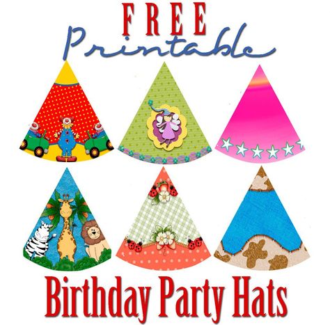 These free printable birthday party hats cover a range of fun themes, like jungle safari, circus clowns, fairy princess, ladybugs, western and two generic hats with no theme. Animal Party Hats, Party Hat Template, Kids Party Hats, Circus Clowns, Hat Template, Happy Birthday Jesus, Birthday Party Hats, Birthday Crafts, Party Printables Free