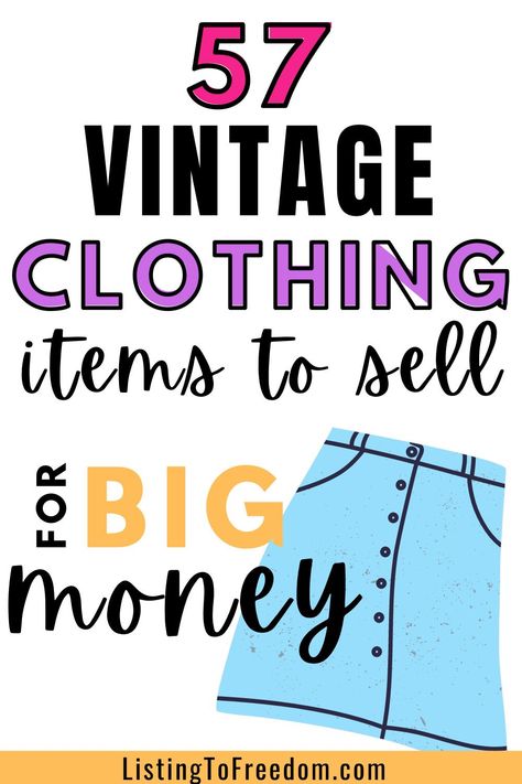 Vintage clothes are one of the most lucrative clothing categories to sell in! Click to learn how you can tap into some of the best items to sell on online platforms like eBay, Poshmark, and Mercari. | #reselling | #poshmarktips | #makemoneyfast | #sidehustleideas | #makeextramoney | #sidejobs | #makemoney | #easywaystomakemoney | #howtomakemoney Ebay Selling Tips Clothes, Reselling Clothes Tips, Selling Vintage Clothing, Best Brands To Resell, Selling Thrifted Clothes, Vintage Brands Clothing, Reviling Cloths, Selling Clothes Online Photos Aesthetic, Thrift Reselling