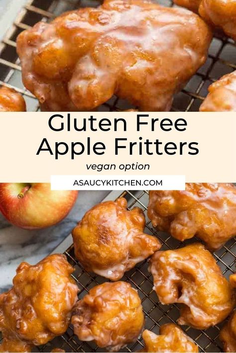 Vegan Gluten Free Apple Fritters, Easy Gf Df Snacks, Gluten Free Dairy Free Apple Fritters, Gluten Free Dairy Free Apple Recipes, Gluten Free Flour Breakfast Recipes, Apple Fritter Gluten Free, Apple Recipes Dessert Gluten Free, Gluten Free Vegan Fall Recipes Dinner, Easy Vegan Gluten Free Breakfast