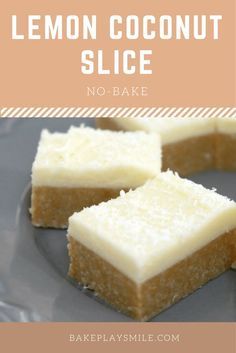 Coconut Slice Recipe, Lemon Slice Recipe, Sweet Slices, Cake Mix Brownies, Slice Recipes, Coconut Slice, Slice Recipe, Tray Bake Recipes, Vitamix Recipes