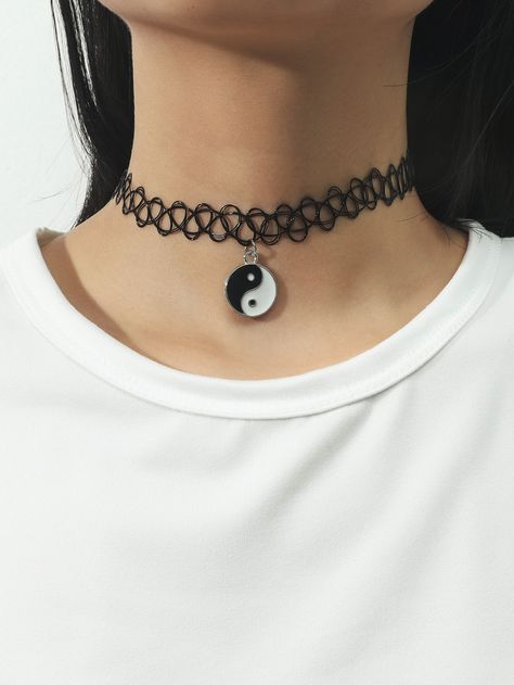 Ying Yang Henna, Pendant Tattoo, Tattoo Choker Necklace, Yin Yang Tattoos, Tattoo Choker, Pendant Choker, Yin And Yang, Order Here, Ying Yang