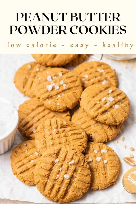 These soft and chewy PB2 peanut butter cookies are great as a healthy snack or dessert! Low in both fat and calories, and is easy to make. Peanut Powder Cookies, Low Calorie Peanut Butter Cookies, Peanut Butter Powder Cookies, Powdered Peanut Butter Cookies, Pb2 Cookies, Pb2 Peanut Butter, Powder Cookies, Peanut Butter Powder Recipes, Pb2 Recipes