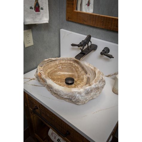 Natural Stone Sink, Stone Bathroom Sink, Stone Sinks, Stone Vessel Sinks, Cream Stone, Rustic Exterior, Bath Sinks, Vessel Bathroom Sink, Stone Basin