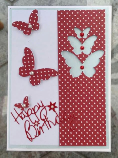 Folding Cards Diy, Diy Cards With Butterflies, Butterfly Cards Handmade Simple, Butterfly Cards Ideas, Butterfly Cards Handmade, Cards With Butterflies, Happy Birthday Cards Handmade, Butterfly Birthday Cards, Simple Birthday Cards