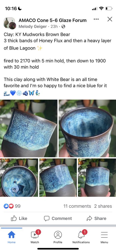 Brown Bear Clay Glaze, Amaco Blue Lagoon, Clay Bear, Glaze Combos, Pottery Glaze, Amaco Glazes, Ceramic Glaze Recipes, Pottery Dishes, Glaze Ceramics