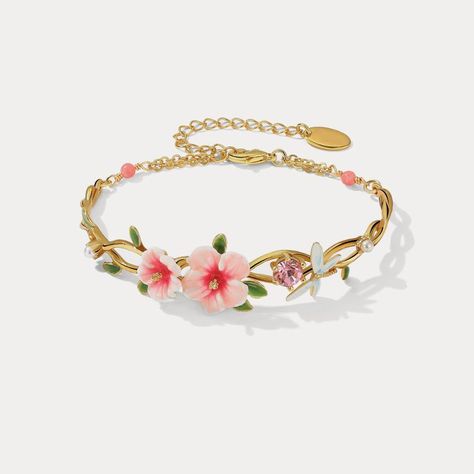 Hibiscus Bracelet – Selenichast Cheap Flower-shaped Bracelets For Vacation, Hibiscus Flower Jewelry, Hibiscus Jewelry, Hibiscus Flower Bracelet, Hibiscus Bracelet, Flowers Jewellery, Dragonfly Bracelet, Tropical Jewelry, Bracelet Flower