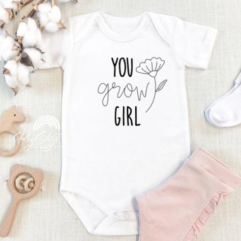 Check out this item in my Etsy shop https://www.etsy.com/listing/813109539/you-grow-girl-onesie-baby-onesie-custom Baby Grow Ideas, Diy Baby Onesies Girl, Onesie Decorating Ideas, Cute Baby Onesies Sayings, Baby Onsies Ideas Girl, Funny Baby Girl Onesies, Baby Girl Onesies Vinyl, Cricut Baby Onesie, Girl Onsies