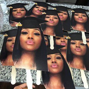 Black Graduates, Graduation Face On Stick, Graduation Head Cutout, Cheap Black Graduation Cap Topper For Graduation Party, Black Female Graduates, Face On A Stick, Party Fans, Graduation Poster, 8th Grade Graduation