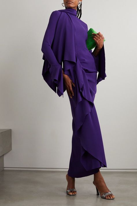 Goddess Clothes, Harry Wedding, Goddess Outfit, Crepe Maxi Dress, Solace London, Fashion Model Poses, Purple Dresses, Amazing Ideas, Ladies Of London