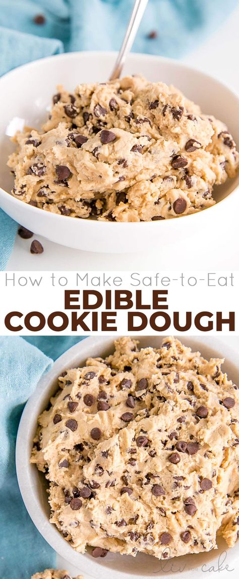 This easy edible cookie dough recipe is the perfect sweet treat! Eggless cookie dough with heat-treated flour makes it safe for everyone to eat! | livforcake.com Easy Edible Cookie Dough, Eggless Cookie Dough Recipe, Cookie Dough Vegan, Cookie Dough For One, Easy Cookie Dough, Eggless Cookie, Eggless Cookie Dough, Nutella Cookie, Edible Cookie Dough Recipe