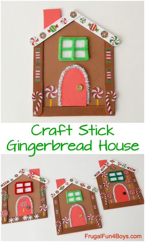 Here’s a fun Christmas craft for kids – create your own gingerbread house! You probably have most of the materials already, but if not, they are not difficult to get. Craft sticks, craft foam, paint, glue, and stickers… such fun things! Add magnets to the back of your gingerbread houses and display them on the … Gingerbread House Craft, Juleverksted For Barn, Kerajinan Diy, Gingerbread Crafts, Preschool Christmas Crafts, Fun Christmas Crafts, Preschool Christmas, 12 December, Noel Christmas