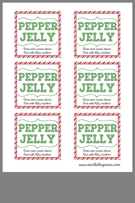 Pepper Jelly Labels, Pepper Jelly Gift Basket Ideas, Jam Christmas Gift Tags, Pepper Jelly Labels Free Printable, Free Printable Christmas Labels, Canning Gifts, Dutch Oven Recipes Cast Iron, Jelly Gift, Jalapeno Pepper Jelly