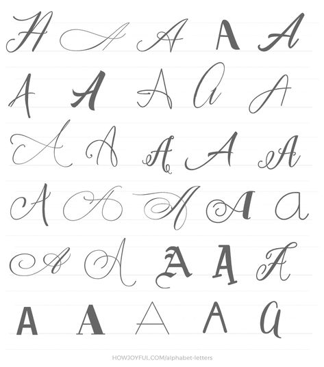 A In Different Fonts Letters, Letter A Different Fonts, Letter A In Different Fonts, Letter A Calligraphy Design, Double A Tattoo Letter, The Letter A In Different Fonts, Cursive Letter A Tattoo, A Letter Tattoo Alphabet, Letter A In Calligraphy