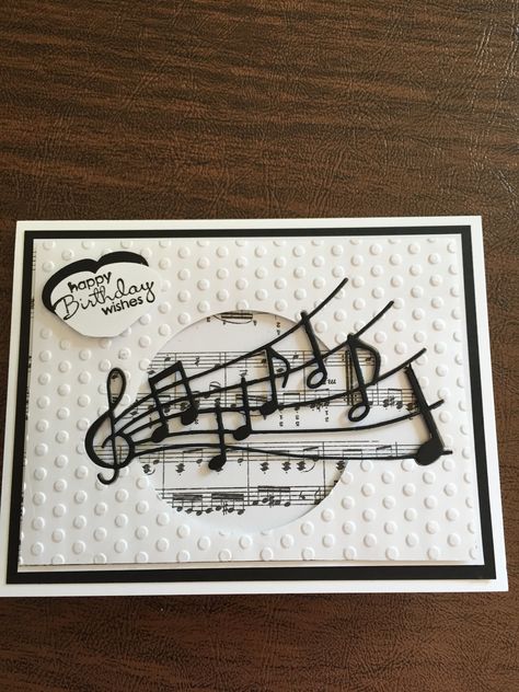 Music Themed Cards For Men, Birthday Cards Music Theme, Cards With Music Theme, Music Themed Cards Diy, Birthday Card For Musician, Music Themed Cards, Stampin Up Music Cards, Music Themed Birthday Cards, Music Cards Handmade