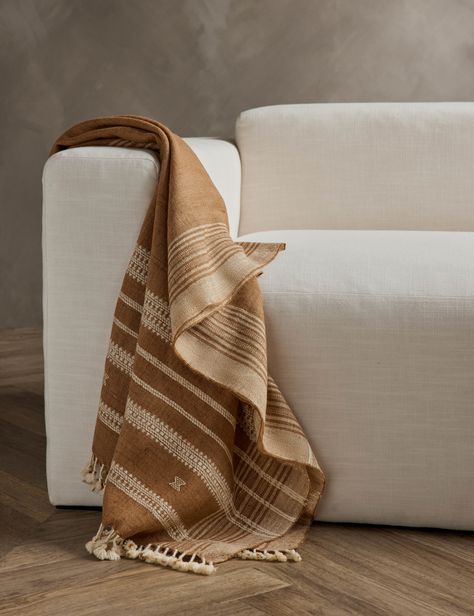 Manorma Handmade Textured Throw Blanket Textile Photography Ideas, How To Style Throw Blanket On Sofa, Modern Textiles Patterns, Room References, Dupatta Designs, Textured Throw Blanket, Living Room Blanket, Neutral Throw, Artisan Textiles