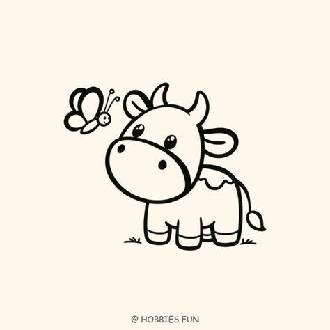 Cow Print Quotes, Cute Longhorn Drawing, Cow Drawings Simple, Cows Drawing Easy, Cute Cow Doodle Easy, Cow Doodle Cute, Fluffy Cow Drawing Easy, Cow Drawings Easy, Draw Cow Easy