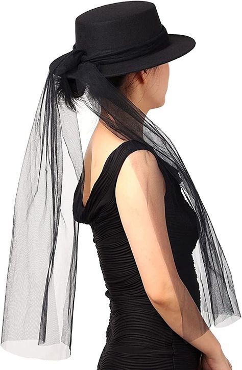 Vampire Ideas, Top Hats For Women, Veil Hat, Black Floppy Hat, Steampunk Top, Steampunk Top Hat, Gothic Bride, Veiled Hats, Steampunk Dress