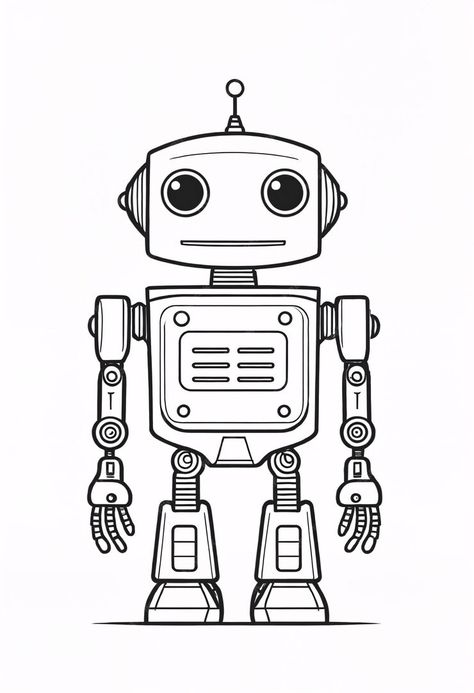 Premium Photo | A drawing of a cartoon robot coloring book illustration Cute Robot Drawing, Robot Drawing Ideas, Cute Robot Illustration, Robots Art Drawing, Robot Drawings, Drawing Robots, Blender Inspiration, Cleaning Drawing, Robot Coloring