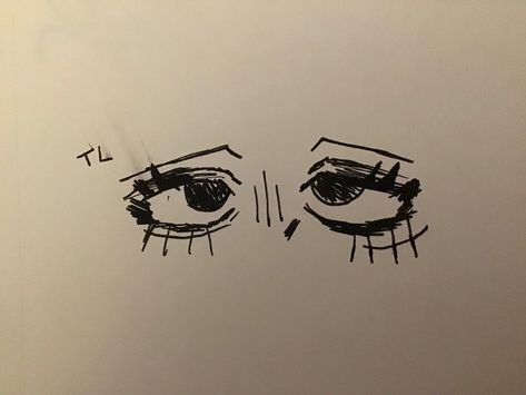 I smugded it a lil’ Sleep Eye Drawing, Tired Face Cartoon, Tired Eyes Cartoon, Sleepy Eyes Drawing Reference, Sleeping Eyes Drawing, How To Draw Tired Eyes, How To Draw Soft Eyes, Draw Tired Eyes, Slanted Eyes Drawing