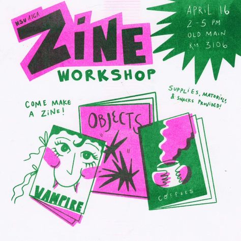 Don't know what zines are? Want to make a zine but don't know where to start? Join us on Tuesday, April 16th, from 2-5 pm in Old Main RM.… | Instagram 90s Zine Aesthetic, Cool Zines, Zine Poster, Zine Design Ideas, Indie Zine, Typography Zine, Zines Ideas, Zine Aesthetic, Zine Illustration