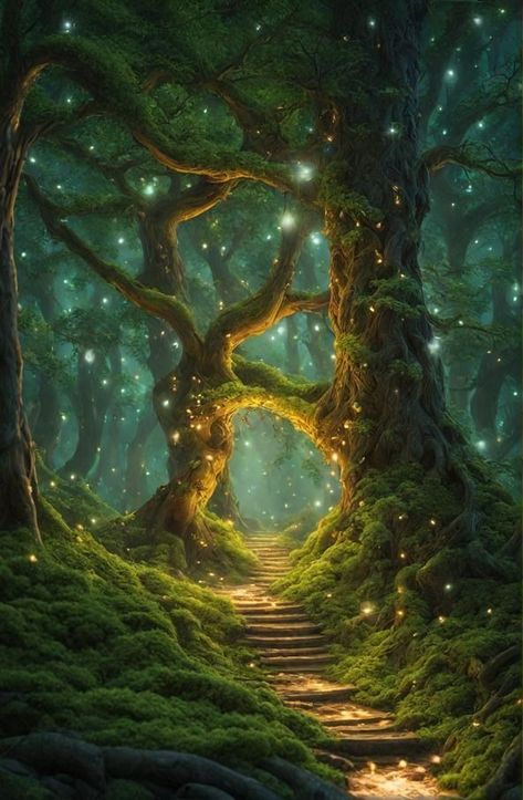 Fairytale Forest Art, Fairy Scenery Aesthetic, Faerie Forest Aesthetic, Glowing Forest Art, Fairy Land Magical Forest Aesthetic, Forest Faerie Aesthetic, Fairytale Forest Aesthetic, Fairytale Aesthetic Forests, Magical Background Fairytale