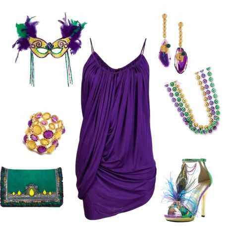 "Mardi Gras Party" by irishqt1969 on Polyvore Marty Gras Party Outfit, Mardi Gras Party Outfit, Mardi Gras Outfit Ideas, Mardi Grad, Box Bracelets, Casino Royale Dress, Mardi Gra, Mardi Gras Outfits, Casino Dress