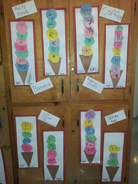 Ice Cream Lesson Plan, Name Writing Ideas, Ice Cream Ideas, Ice Cream Craft, Cool Crafts For Kids, Name Activities Preschool, Craft Ideas With Paper, Ideas With Paper, Ice Cream Crafts