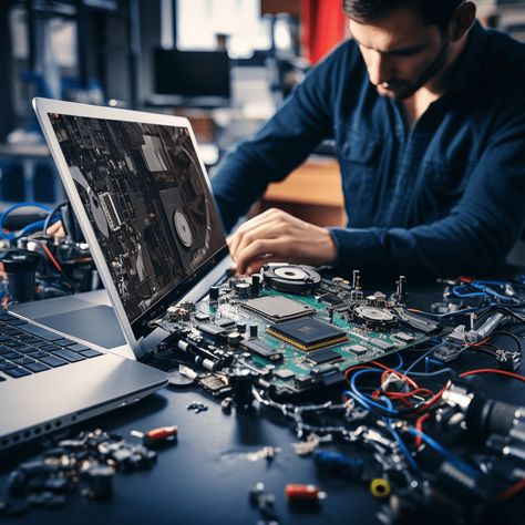 Image og technician repairing laptop in Mount Gravatt Computer Technician, Computer Engineer, Student Aesthetic, Computer Repair Services, Computer Service, Computer Engineering, Repair Guide, Engineering Student, Computer Repair