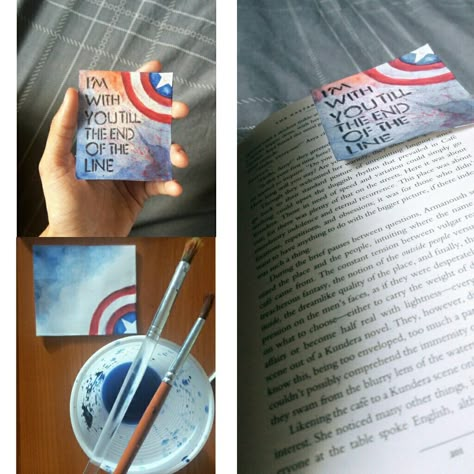 Captain America Bookmark. #diy#bookmark#quote #captainamerica#bucky#steverogere#cornerbookmark#marvel#avengers Captain America Gifts For Him, Marvel Things To Make Diy, Marvel Crafts Diy, Marvel Gift Ideas Diy, Avengers Bookmarks Diy, Marvel Bookmarks Diy, Marvel Diy Gifts, Marvel Diy Crafts, Marvel Bookmarks