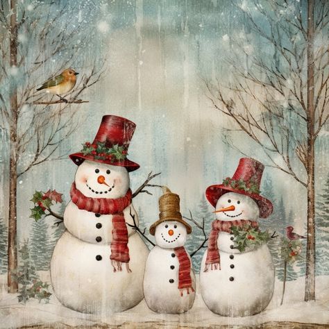 Free image of "Vintage Christmas Snowman Art" by Linnaea Mallette Vintage Snowmen Pictures, Vintage Snowman Images, Snowman Scenes Winter Art, Vintage Snowman Cards, Vintage Christmas Snowman, Tree Village, Snowman Art, Christmas Tree Village, Snowman Images