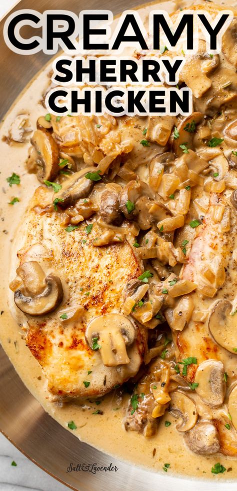 Recipes Using Dry Sherry, Recipe With Sherry Wine, Chicken Sherry Mushroom, Chicken And Sherry Cooking Wine, Chicken Marsala With Sherry Wine, Recipes Using Sherry Wine, Sherry Vinegar Recipes, Chicken In Sherry Cream Sauce, Chicken Marscapone Recipe