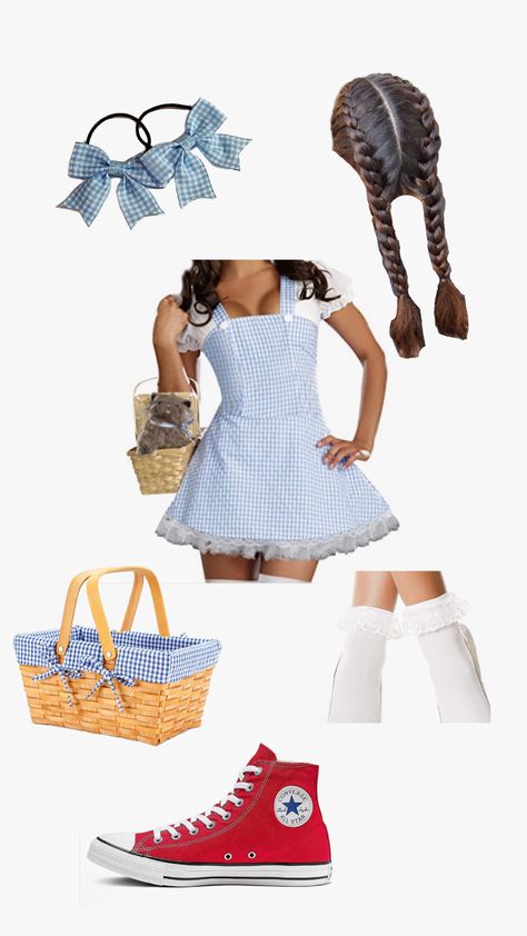 Cute Dorthy Halloween Costumes, Wizard Of Oz Dorthy Costume Ideas, Dorthy Halloween Costumes Teenage Girl, Dorthy Costume Women Diy, Glenda And Dorothy Costume, Cute Dorothy Costume, Dorothea Costume, Diy Dorthy Costumes, Chippette Halloween Costume