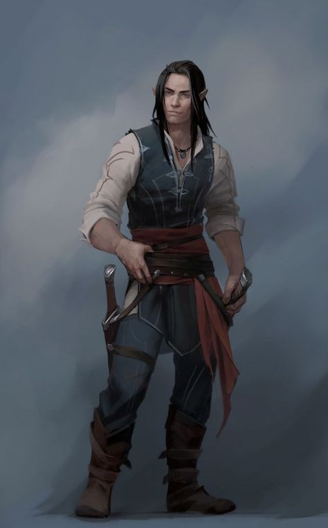 Dnd Elves, Male Elf, Flamingo Illustration, Elf Characters, Elves Fantasy, Pirate Outfit, Heroic Fantasy, Fantasy Magic, Male Character