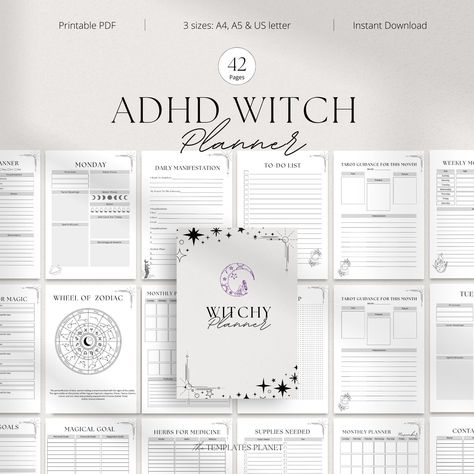 Witchy planner, Witch planner, Witchy digital Witch Journal Template, Witch Planner Pages, Free Grimoire Pages, Witchy Digital Planner, Witchy Planner Printables Free, Free Witchcraft Printables, Tarot Journal Template Free Printable, Grimoire Template, Witch Planner Free Printable