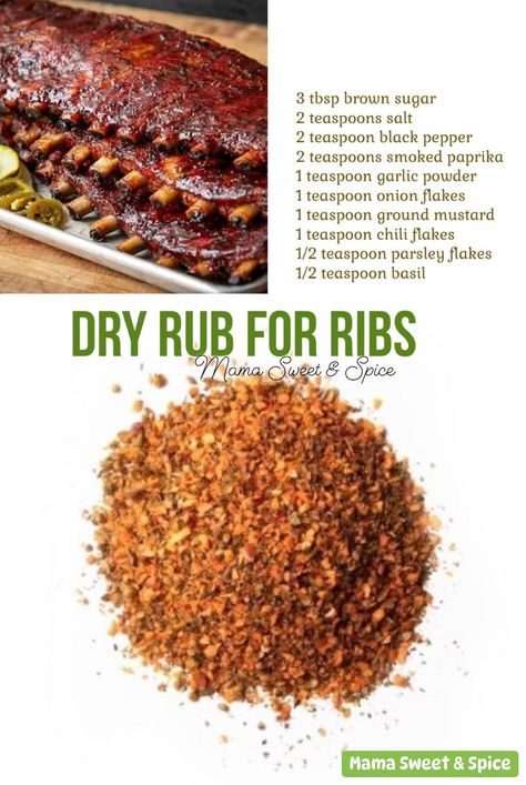 Recipes For Ribs, Rub For Ribs, Ribs Seasoning, Dry Rub For Ribs, Homemade Dry Rub, Dry Rub Recipes, Homemade Spice Mix, Spice Blends Recipes, Homemade Sauce Recipes