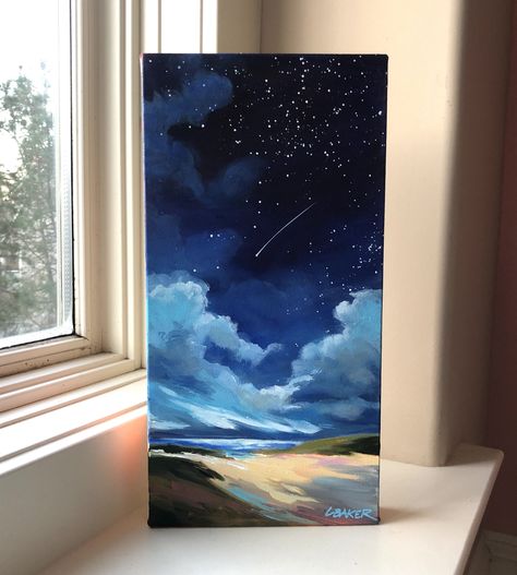 The Night Sky Painting, Night Sky Drawing, Canvas Painting Projects, Canvas Art Painting Abstract, Painting In Acrylic, Night Sky Painting, Color Drawing Art, Diy Abstract Canvas Art, Art Basics